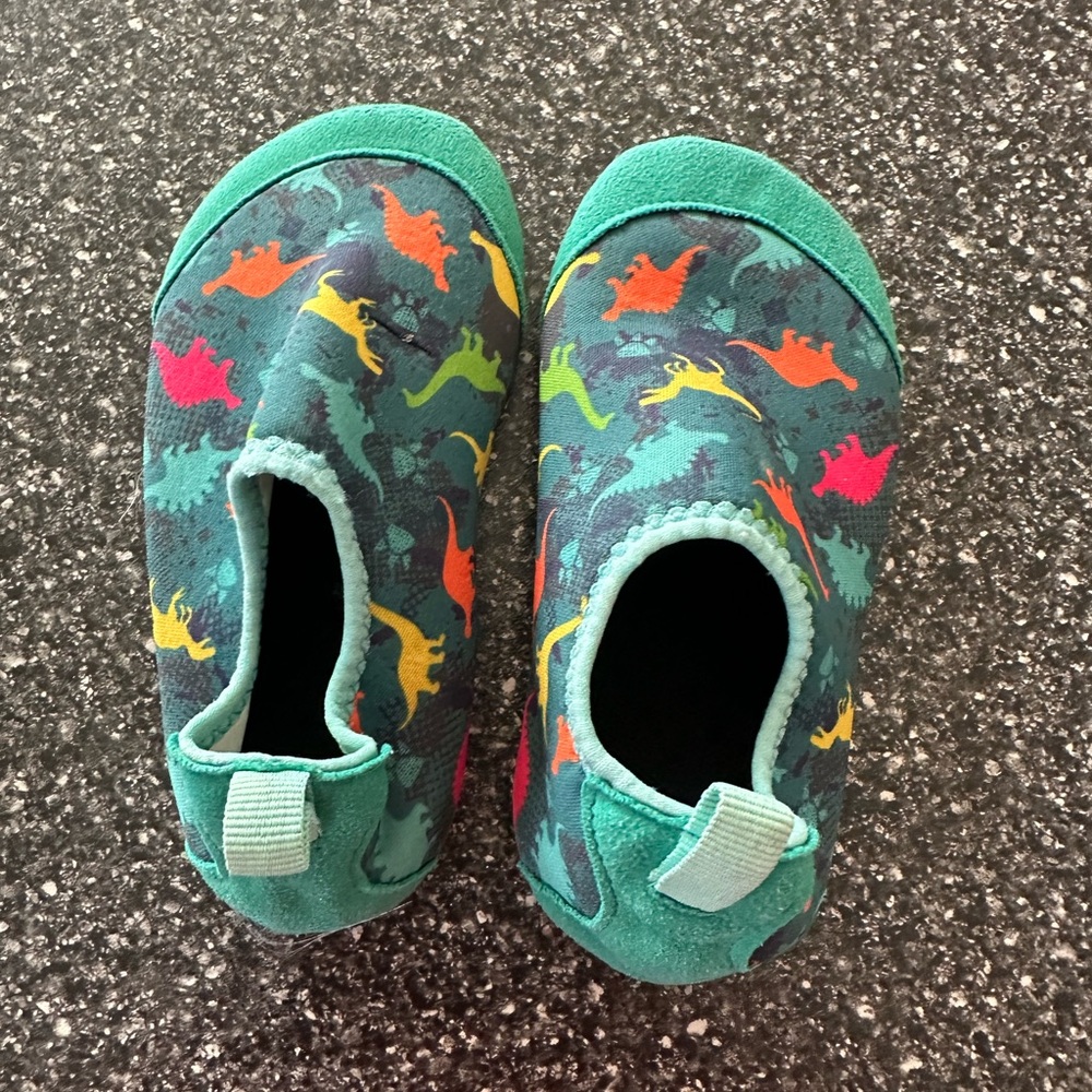 Kids Teal Dinosaur Slip-On Water Shoes